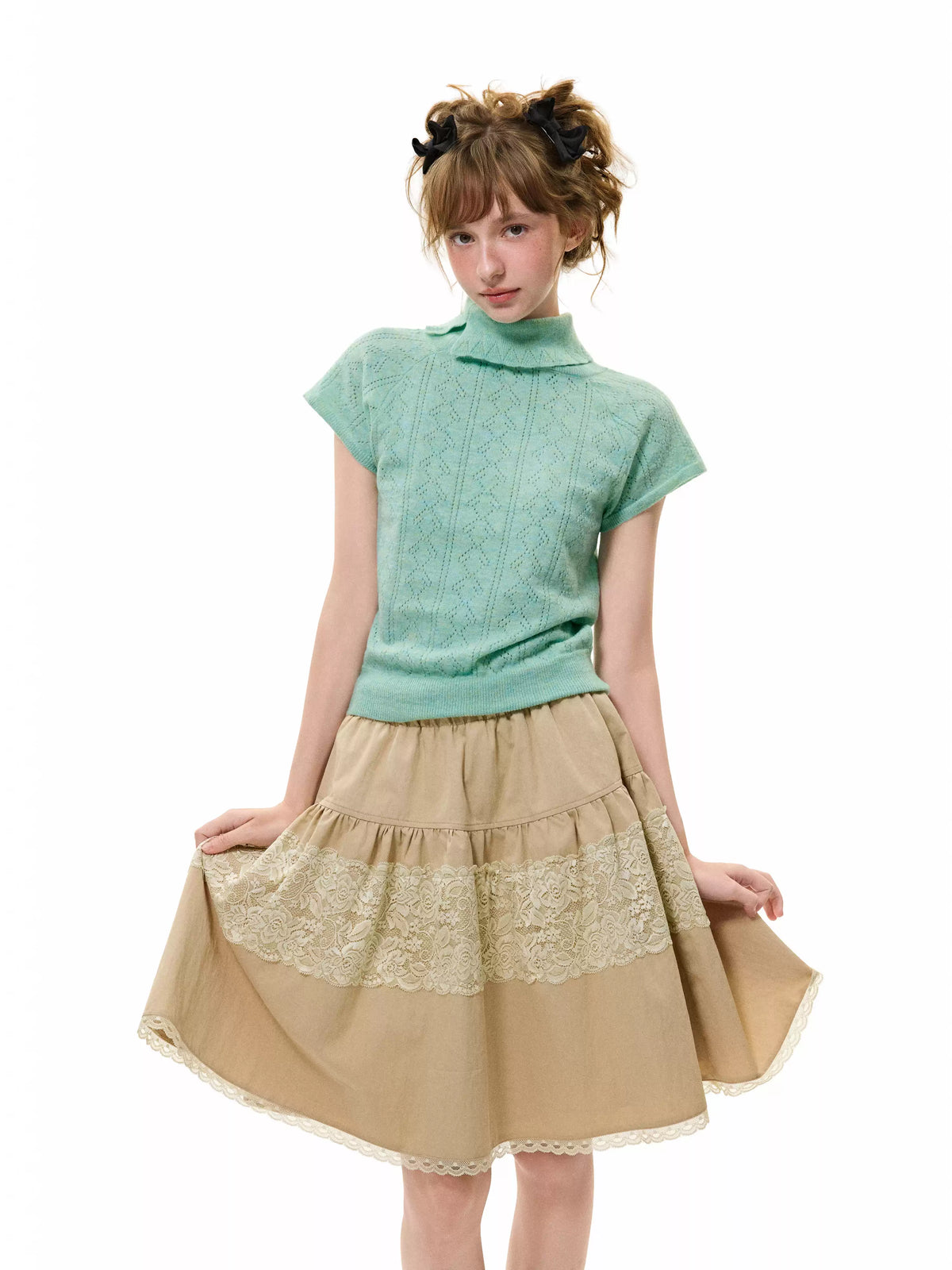 Mint Green Short-Sleeve Sweater
