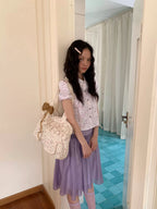 Purple Ruffle Pleated Skirt