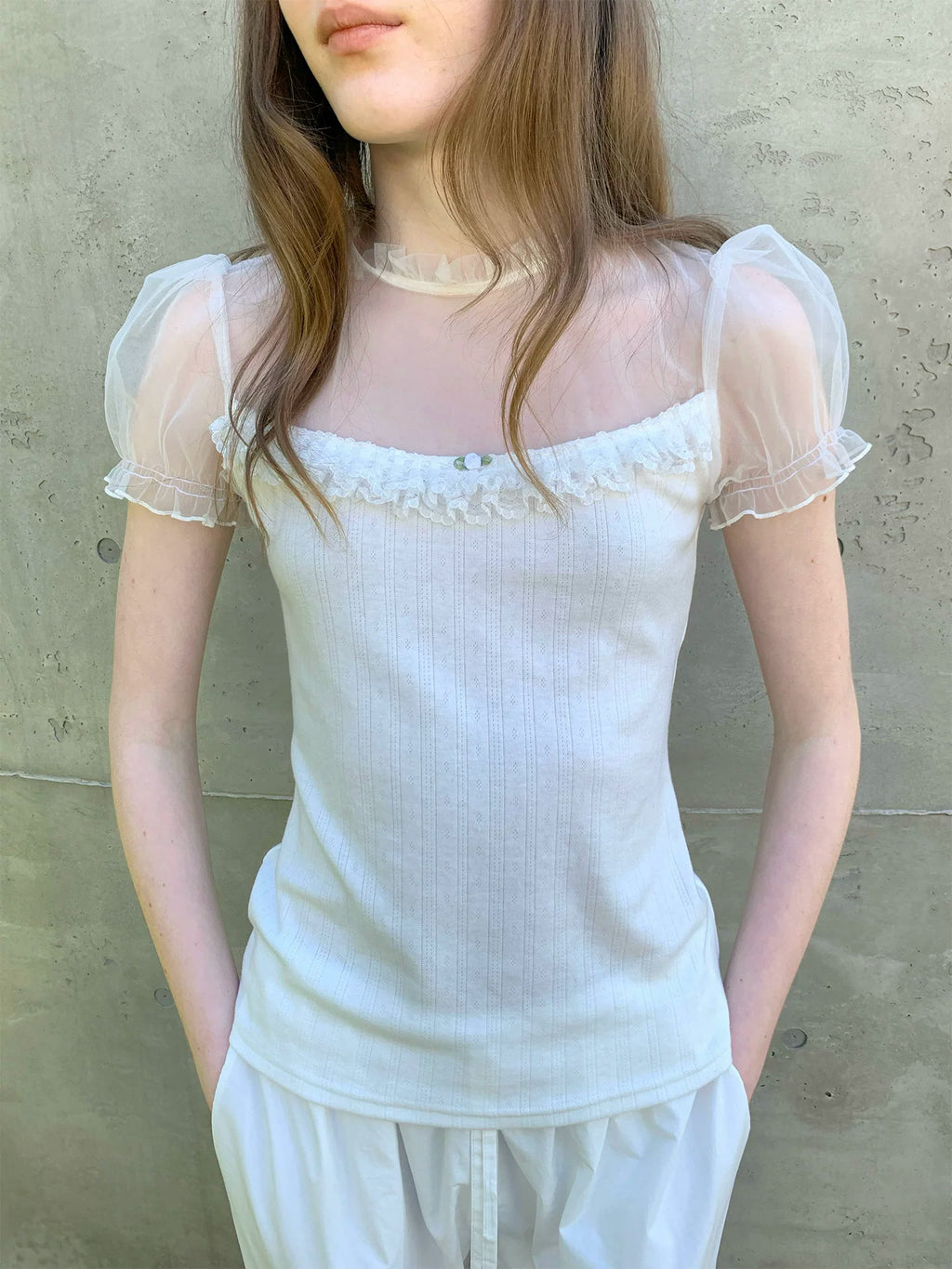 SOOMIE Floral Collar Knit Top