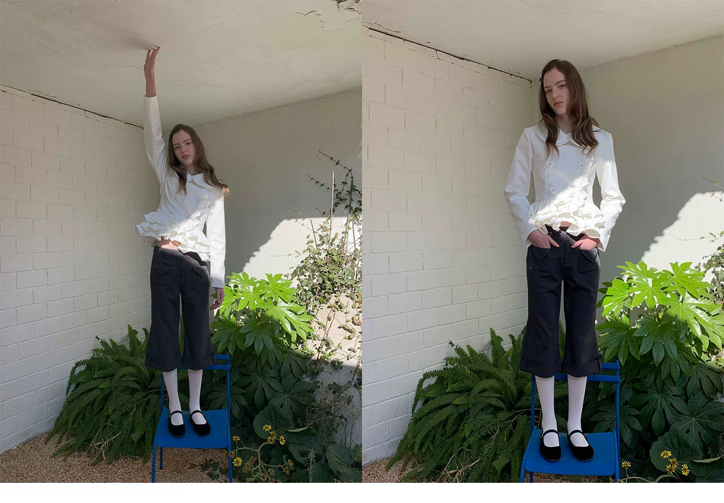 SOOMIE Low-Rise Wool Wide Pants