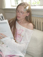 SOOMIE Sheer Floral Off-Shoulder Top