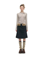 Denim Skirt with Furry Belt