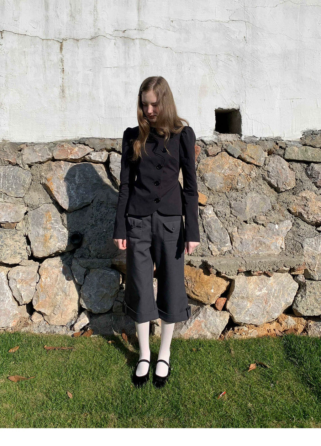 SOOMIE Low-Rise Wool Wide Pants