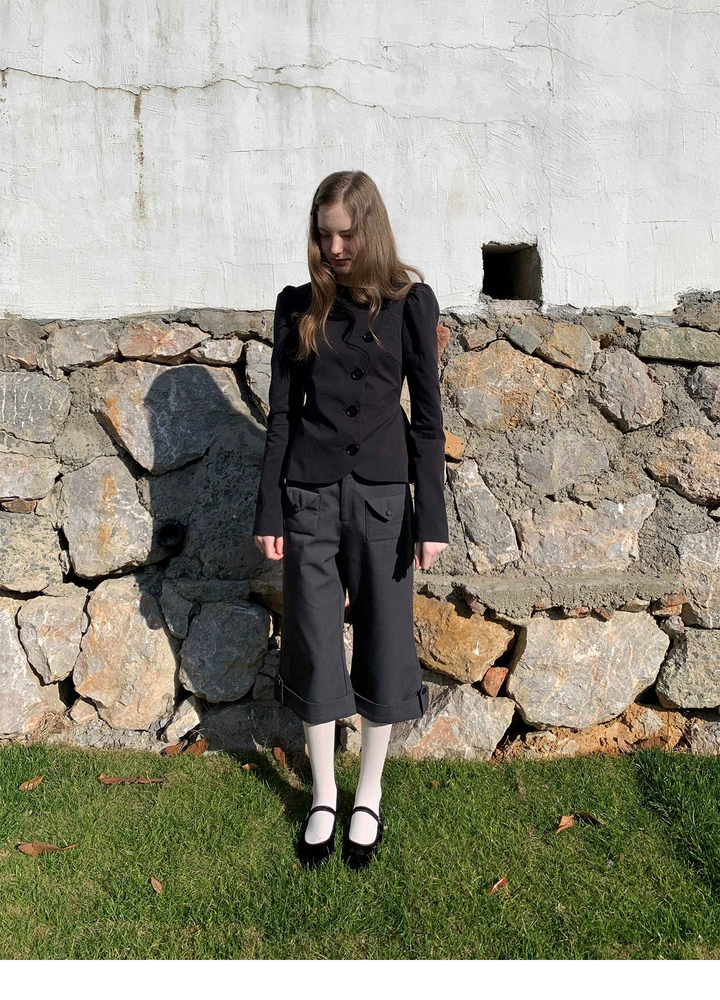 SOOMIE Low-Rise Wool Wide Pants
