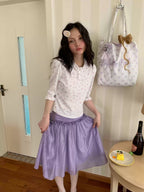 Purple Ruffle Pleated Skirt