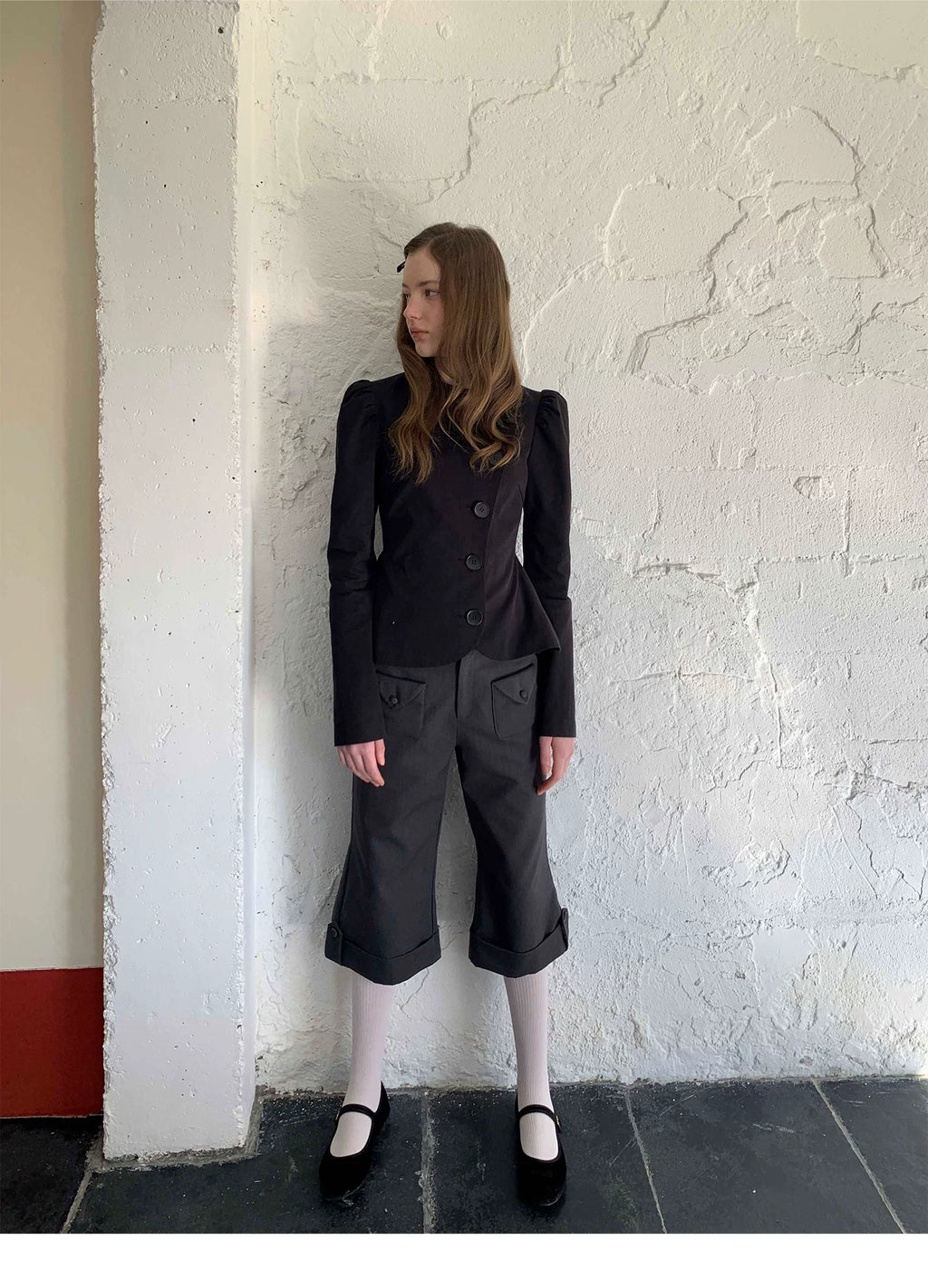 SOOMIE Low-Rise Wool Wide Pants