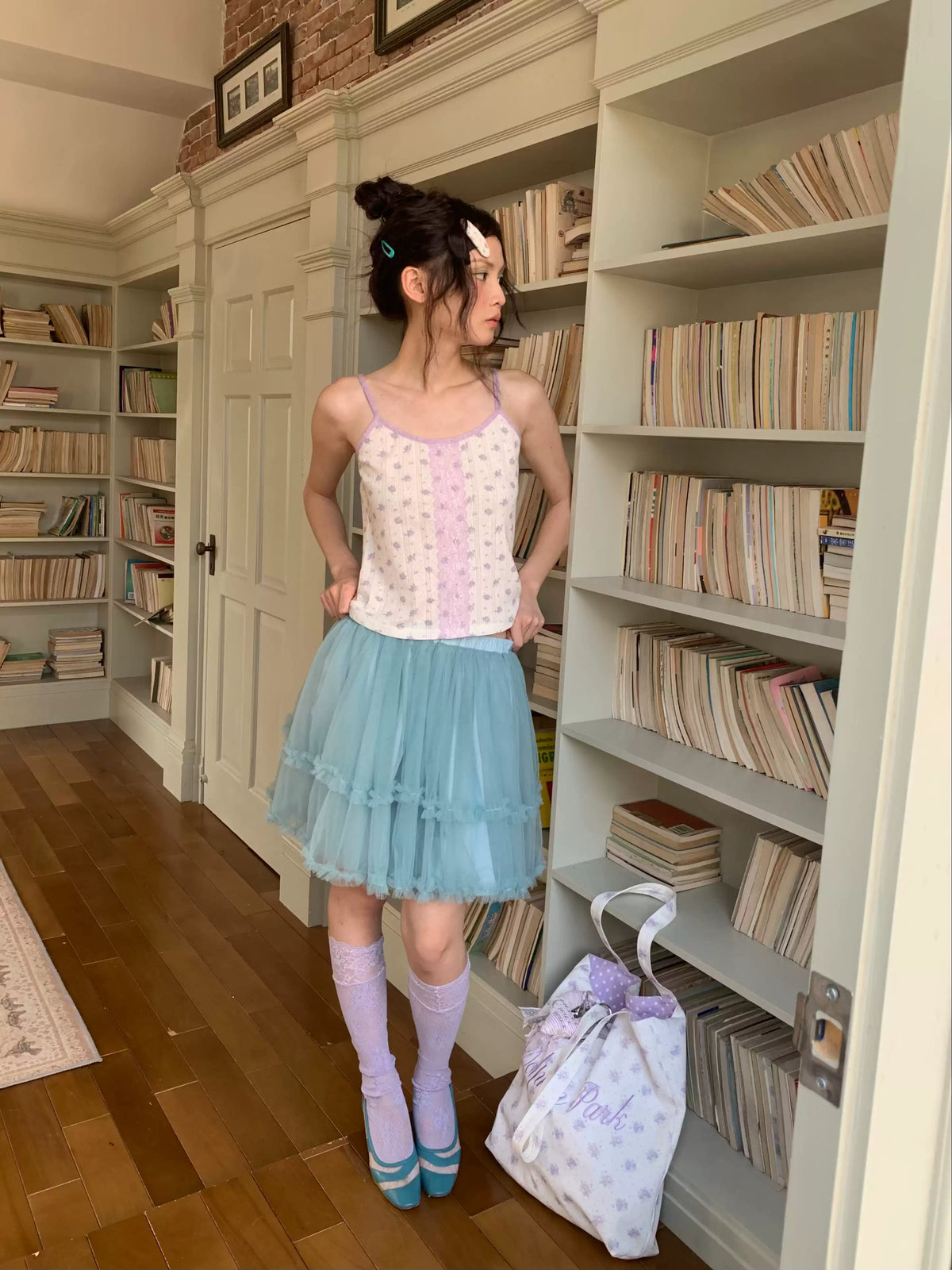 Lake Green Double-Layer Tulle Skirt