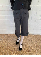 SOOMIE Low-Rise Wool Wide Pants
