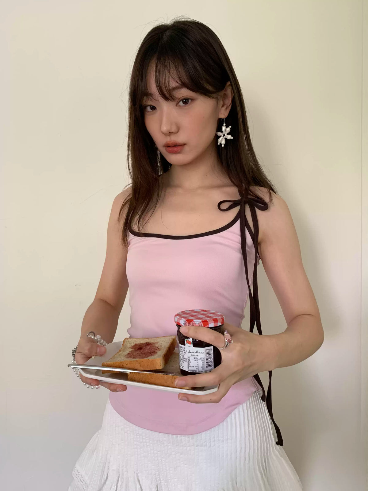 Gummy Candy Contrast Bow Ribbon Tank Top