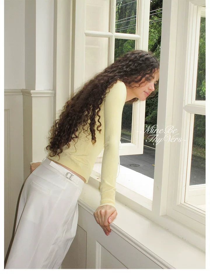 Two-Tone Layered Ruched Knit Top