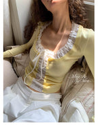 Two-Tone Layered Ruched Knit Top