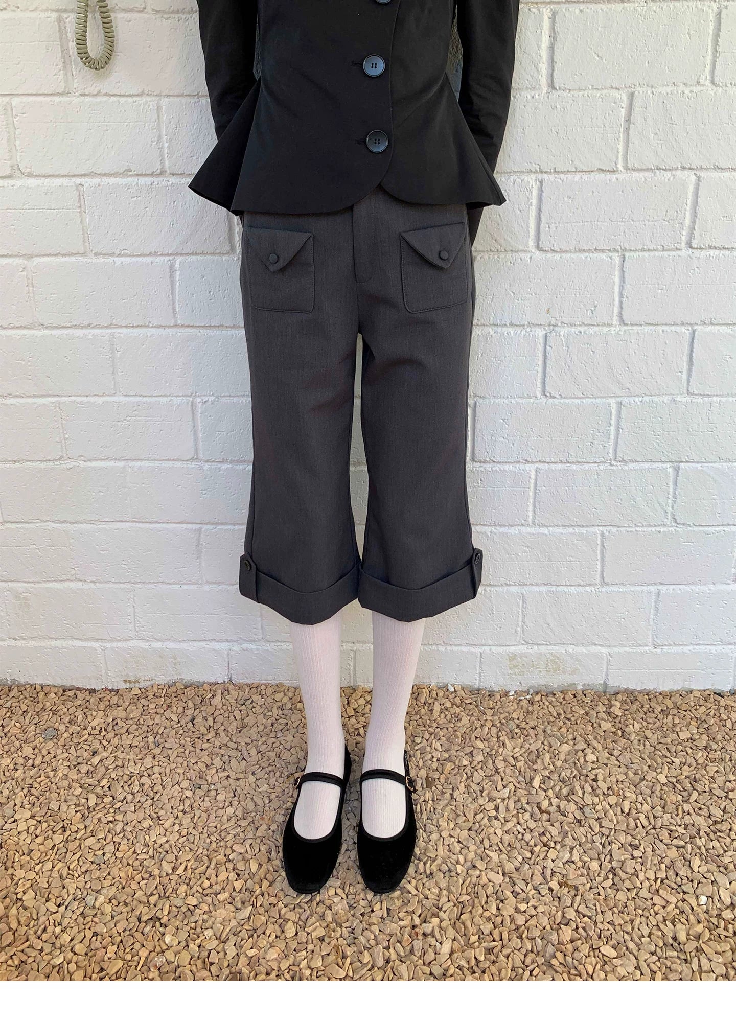 SOOMIE Low-Rise Wool Wide Pants