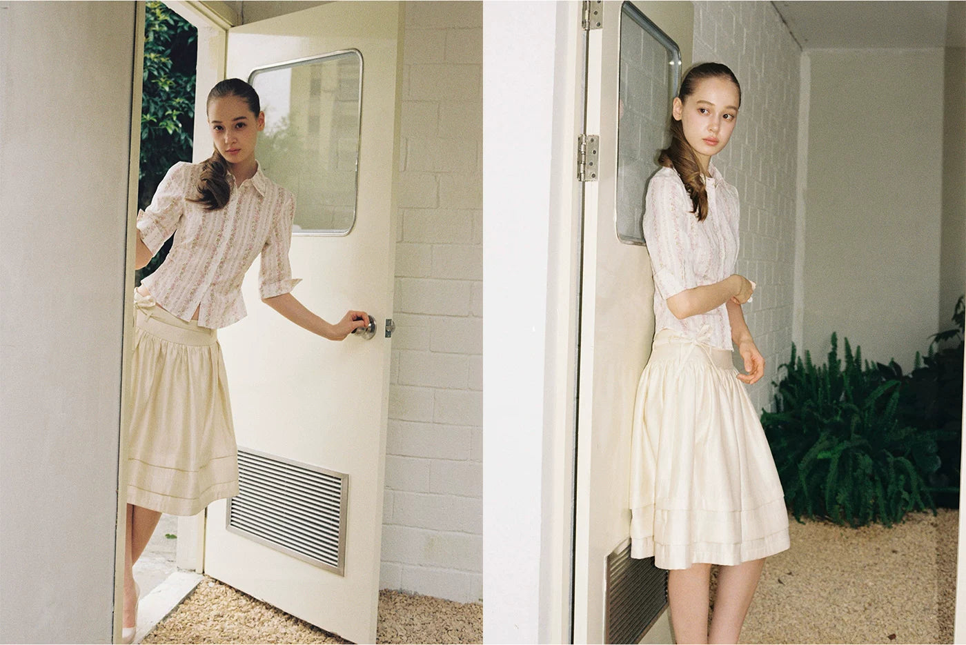 SOOMIE Ribbon Zip Midi Skirt