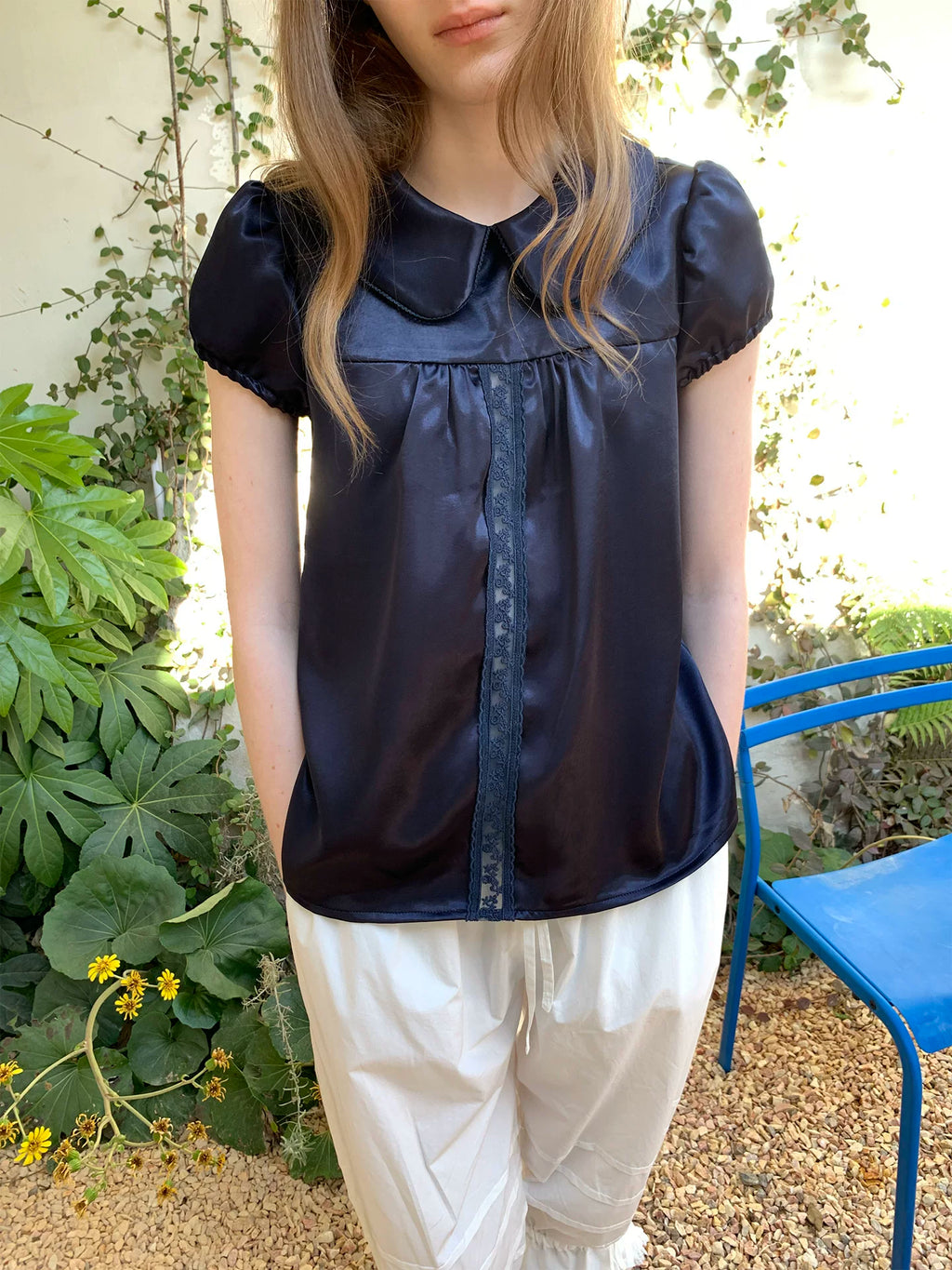 SOOMIE Lace Patchwork Babydoll Top