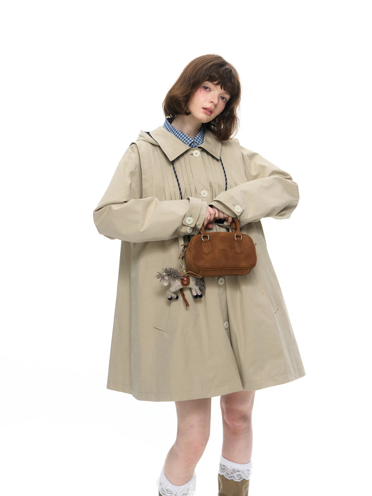 Reversible Trench Coat with Detachable Hood