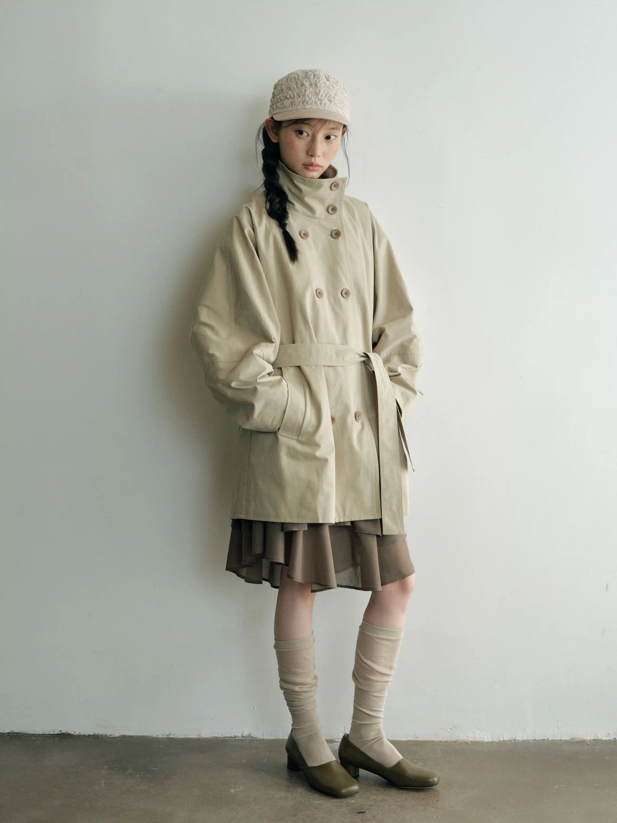 Vintage Double Breasted Belted Long Trench Coat