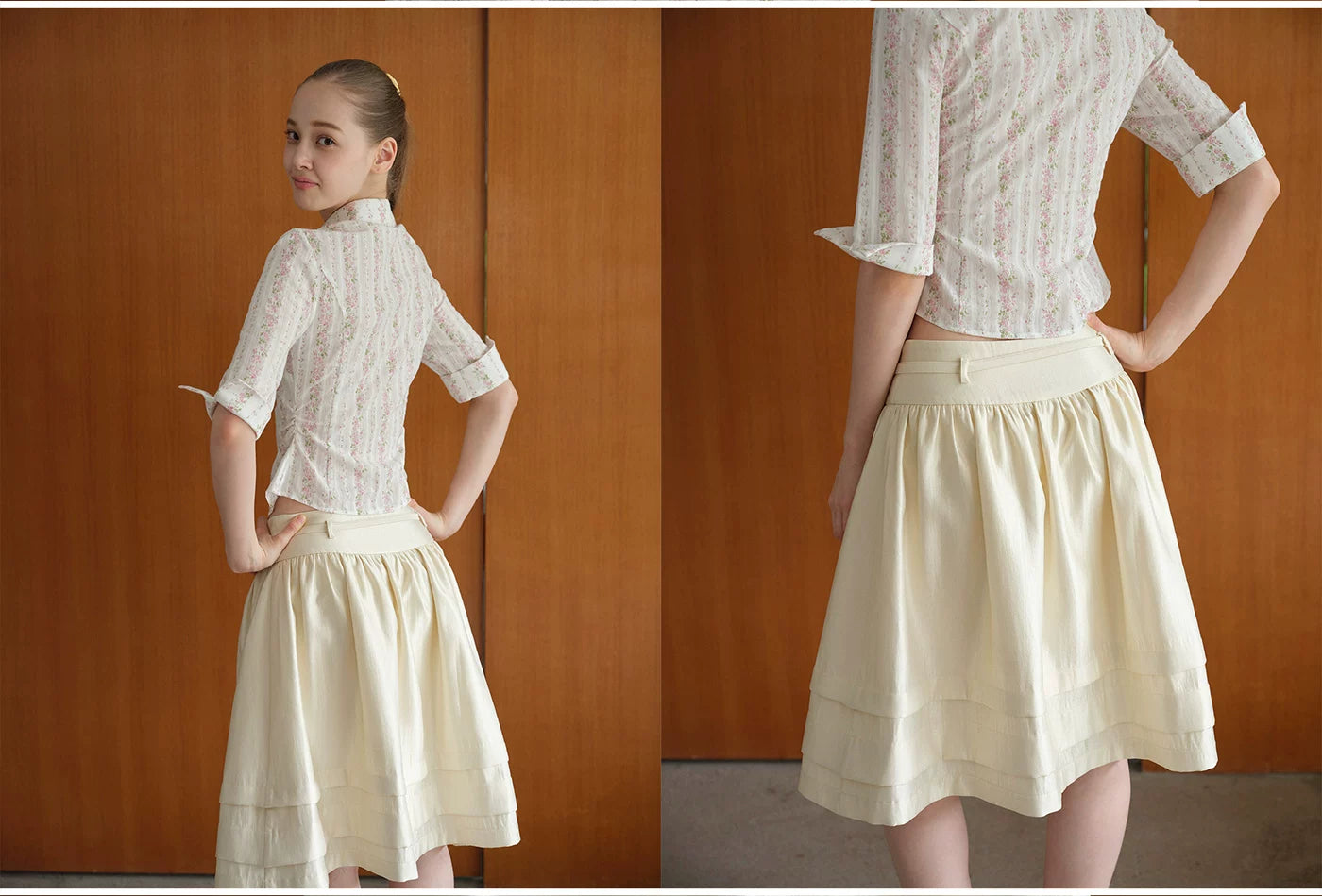 SOOMIE Ribbon Zip Midi Skirt