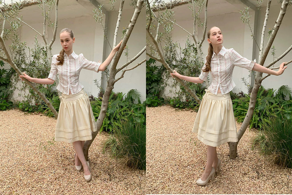 SOOMIE Ribbon Zip Midi Skirt