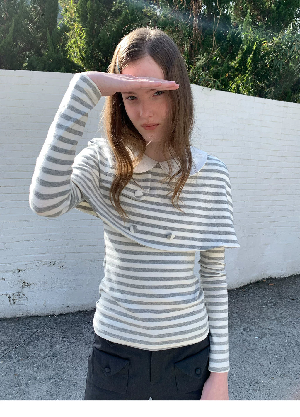 SOOMIE Stripe Babydoll Blouse