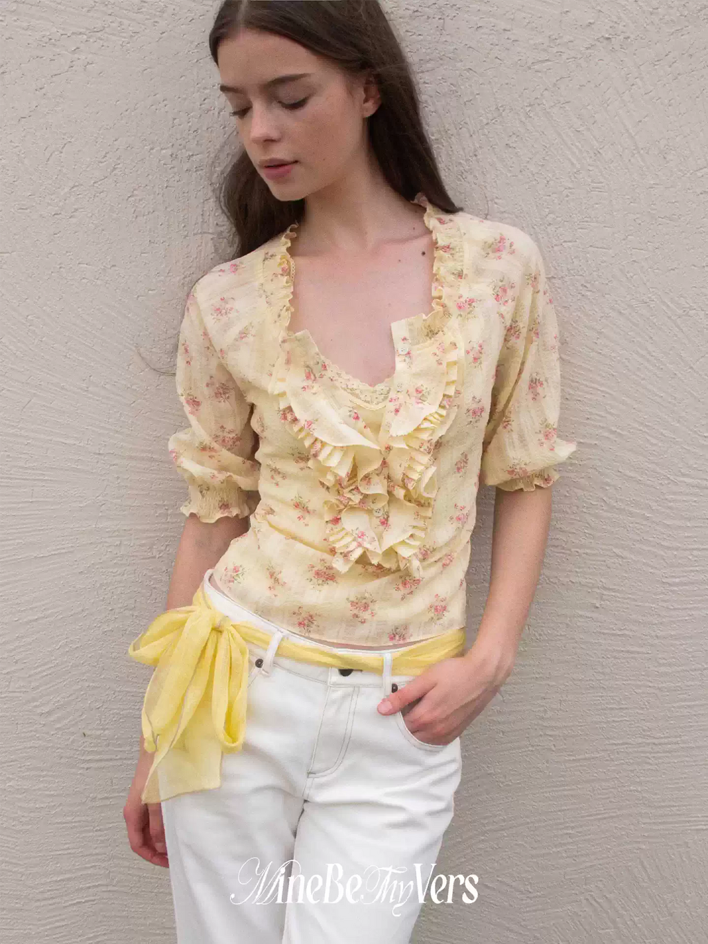 Yellow Floral Layered Blouse