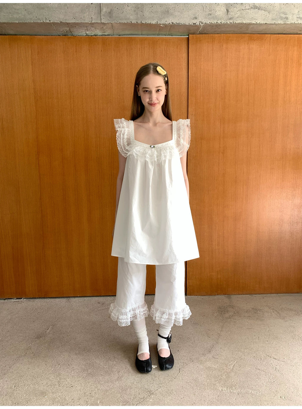 SOOMIE Floral Frill Sleeve Top