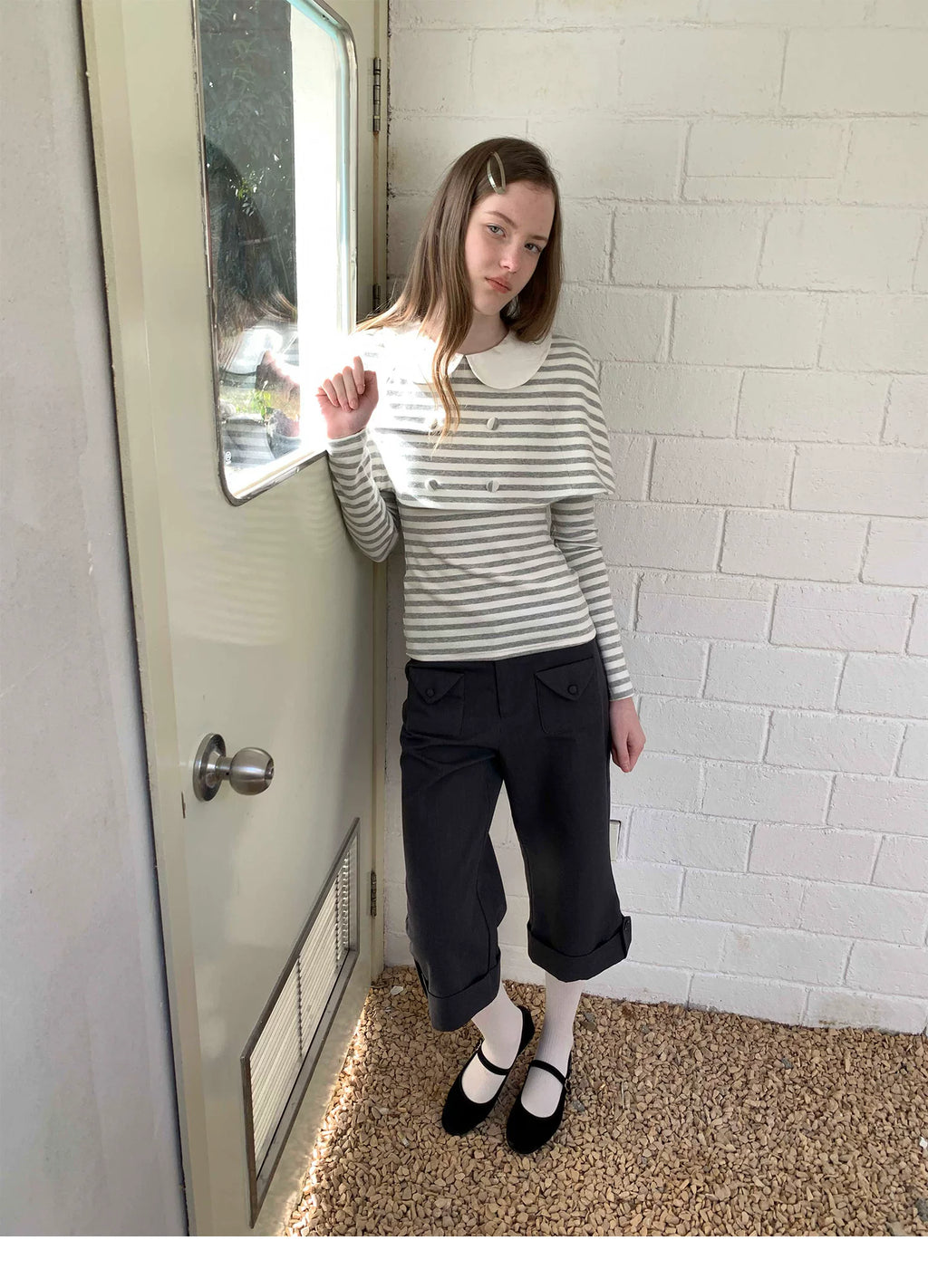 SOOMIE Low-Rise Wool Wide Pants
