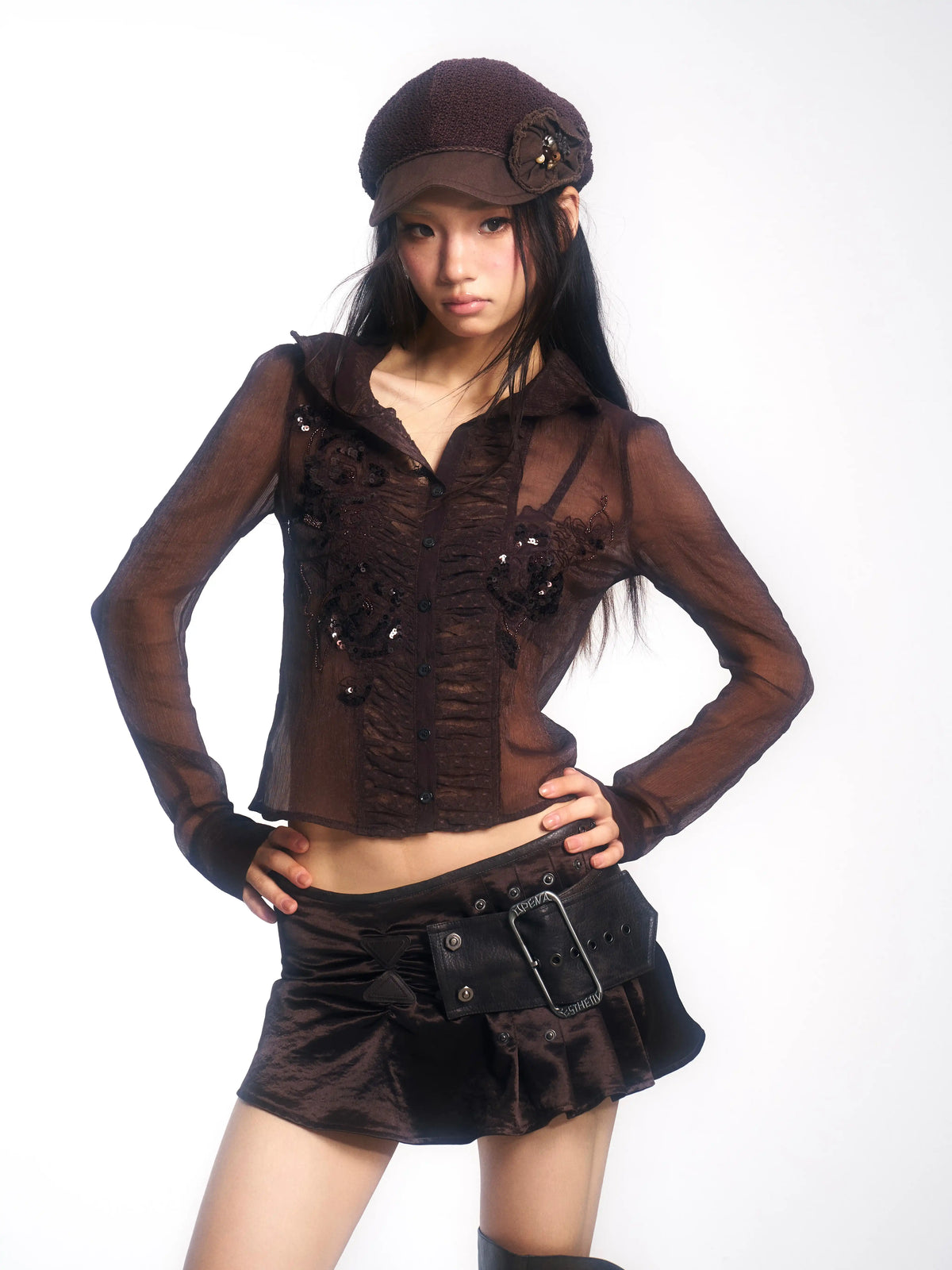 Satin Ruffled Mini Skirt