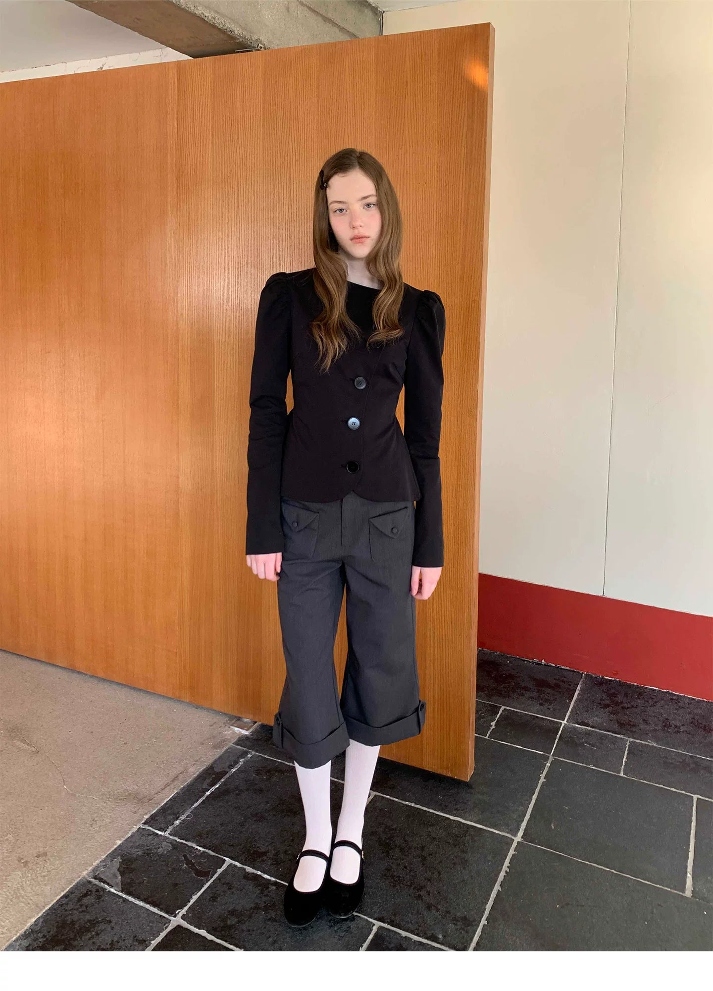 SOOMIE Low-Rise Wool Wide Pants