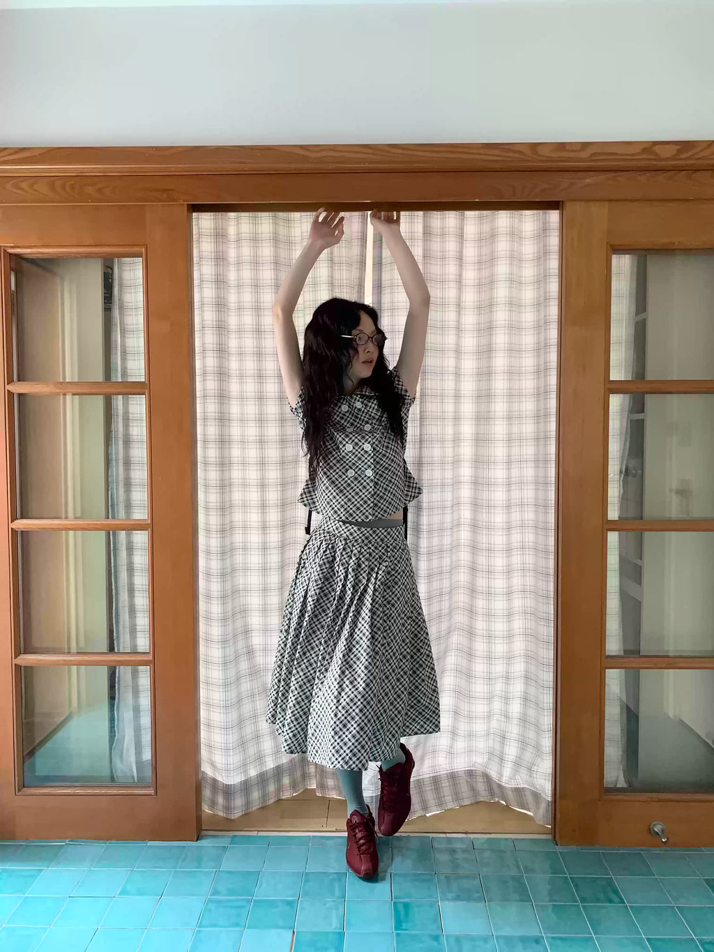 Black Plaid Shirt and Skirt
