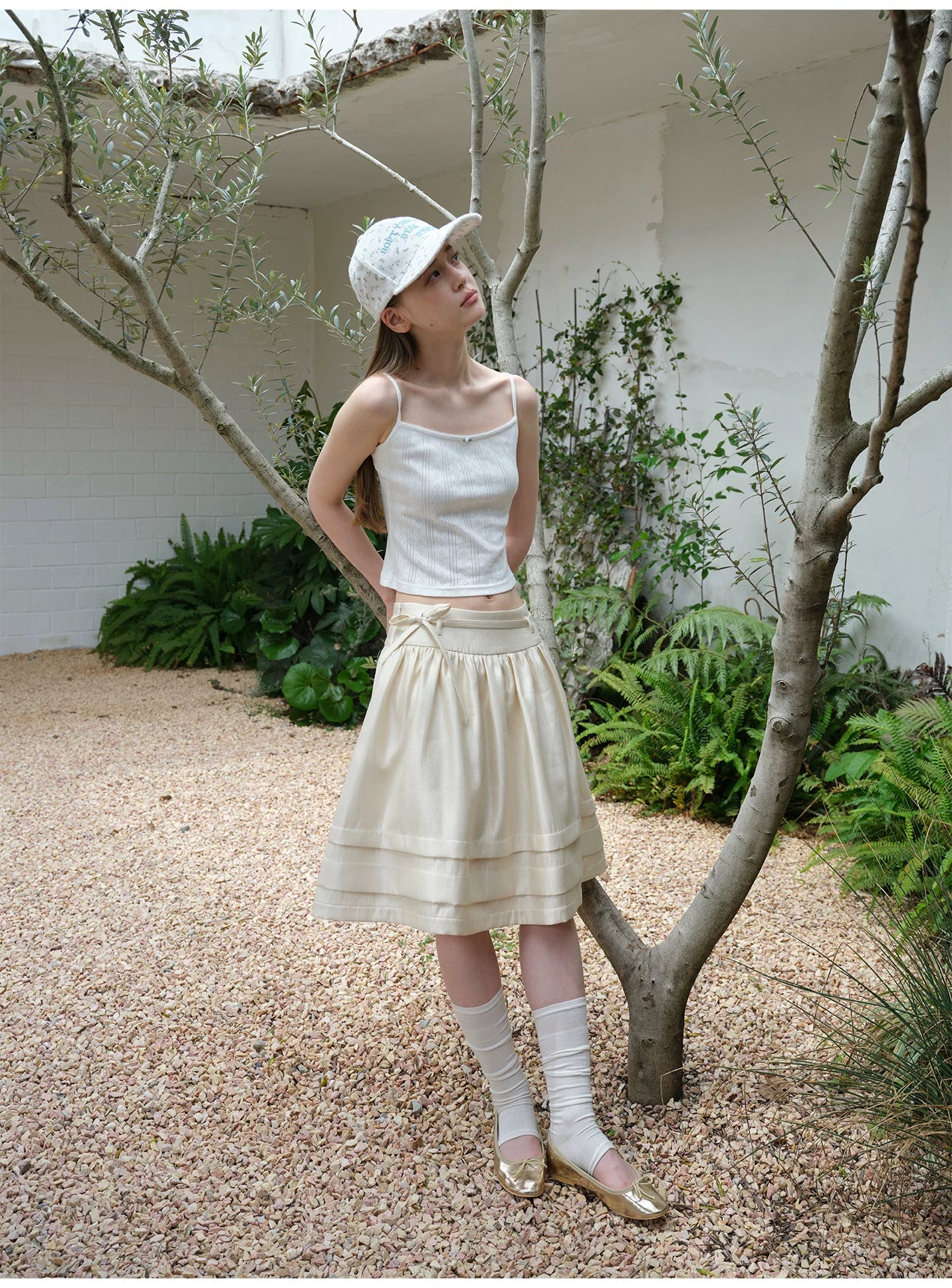SOOMIE Ribbon Zip Midi Skirt