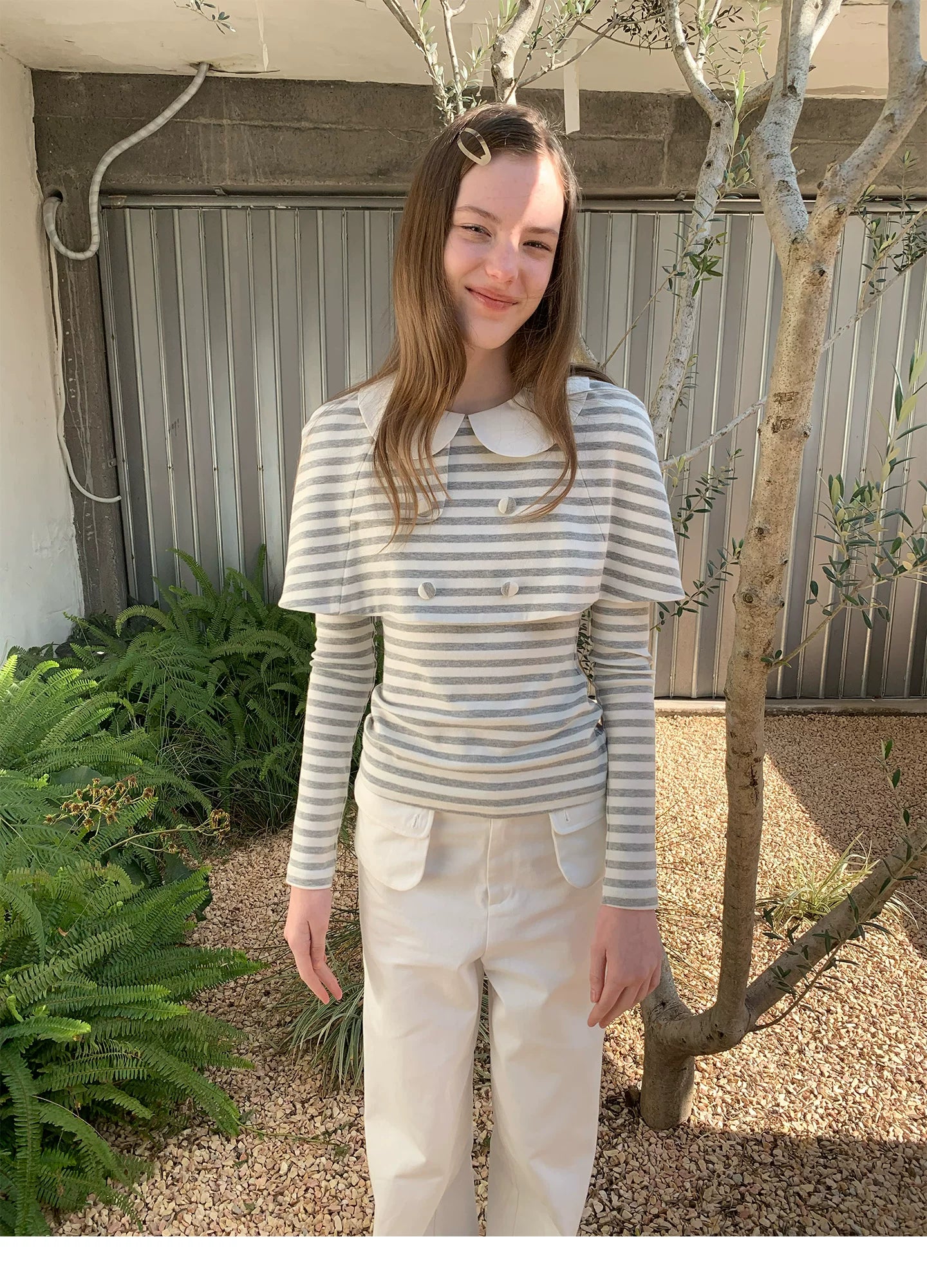 SOOMIE Stripe Babydoll Blouse