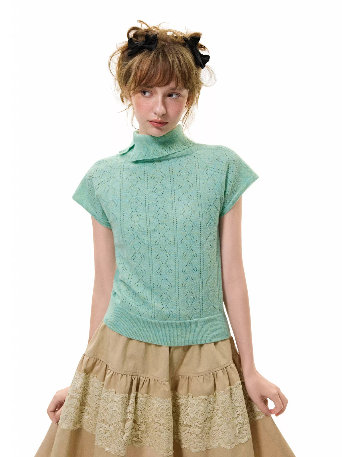 Mint Green Short-Sleeve Sweater