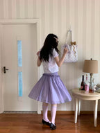 Purple Ruffle Pleated Skirt