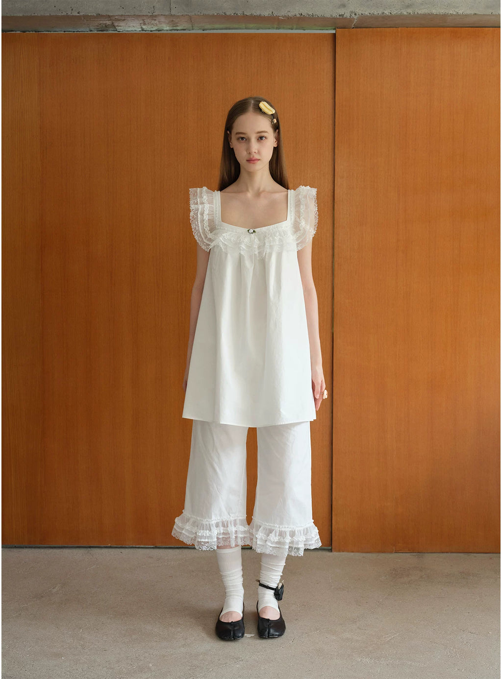 SOOMIE Floral Frill Sleeve Top