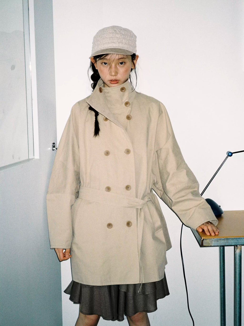 Vintage Double Breasted Belted Long Trench Coat