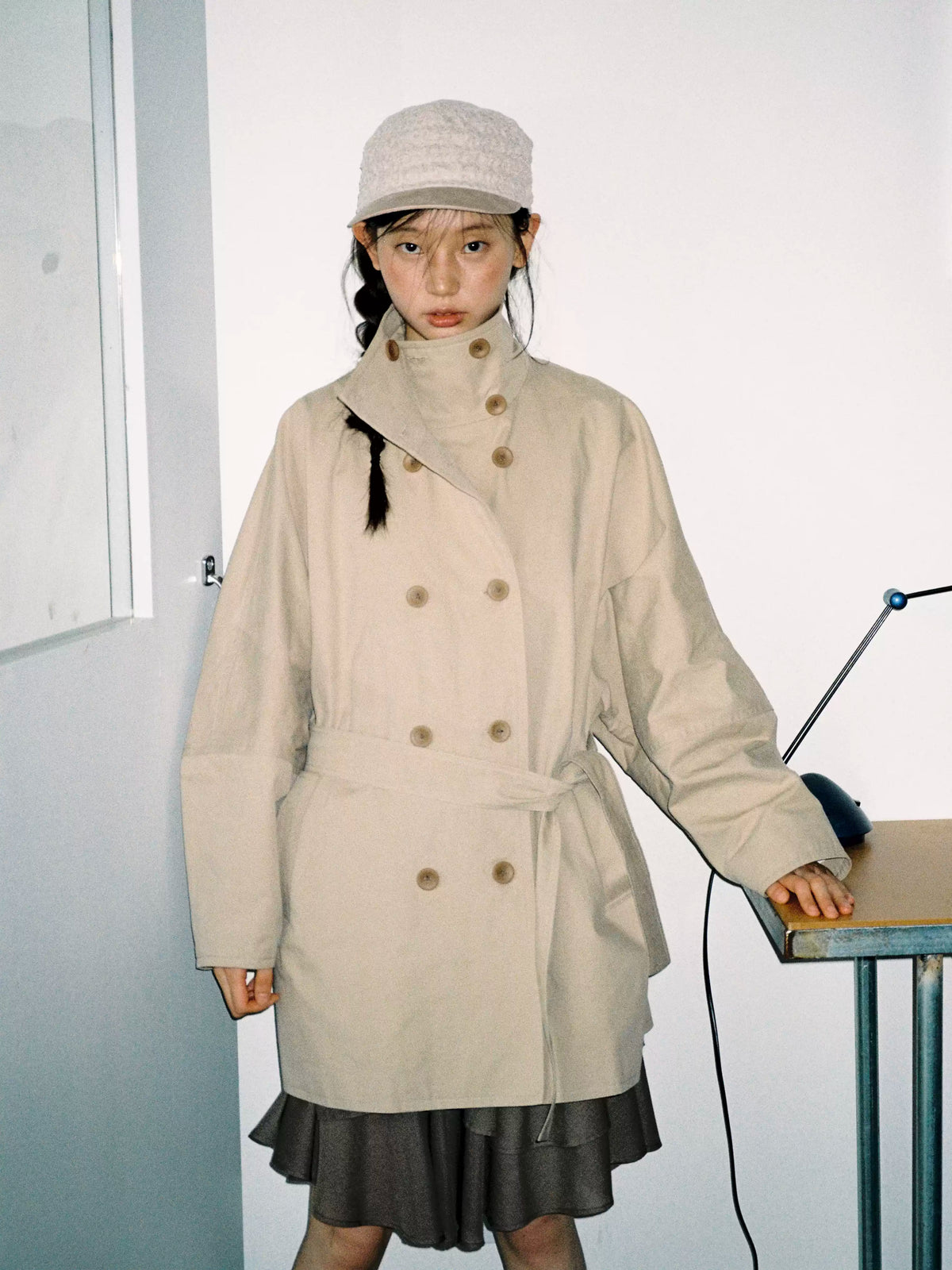 Vintage Double Breasted Belted Long Trench Coat