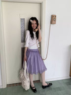 Purple Ruffle Pleated Skirt