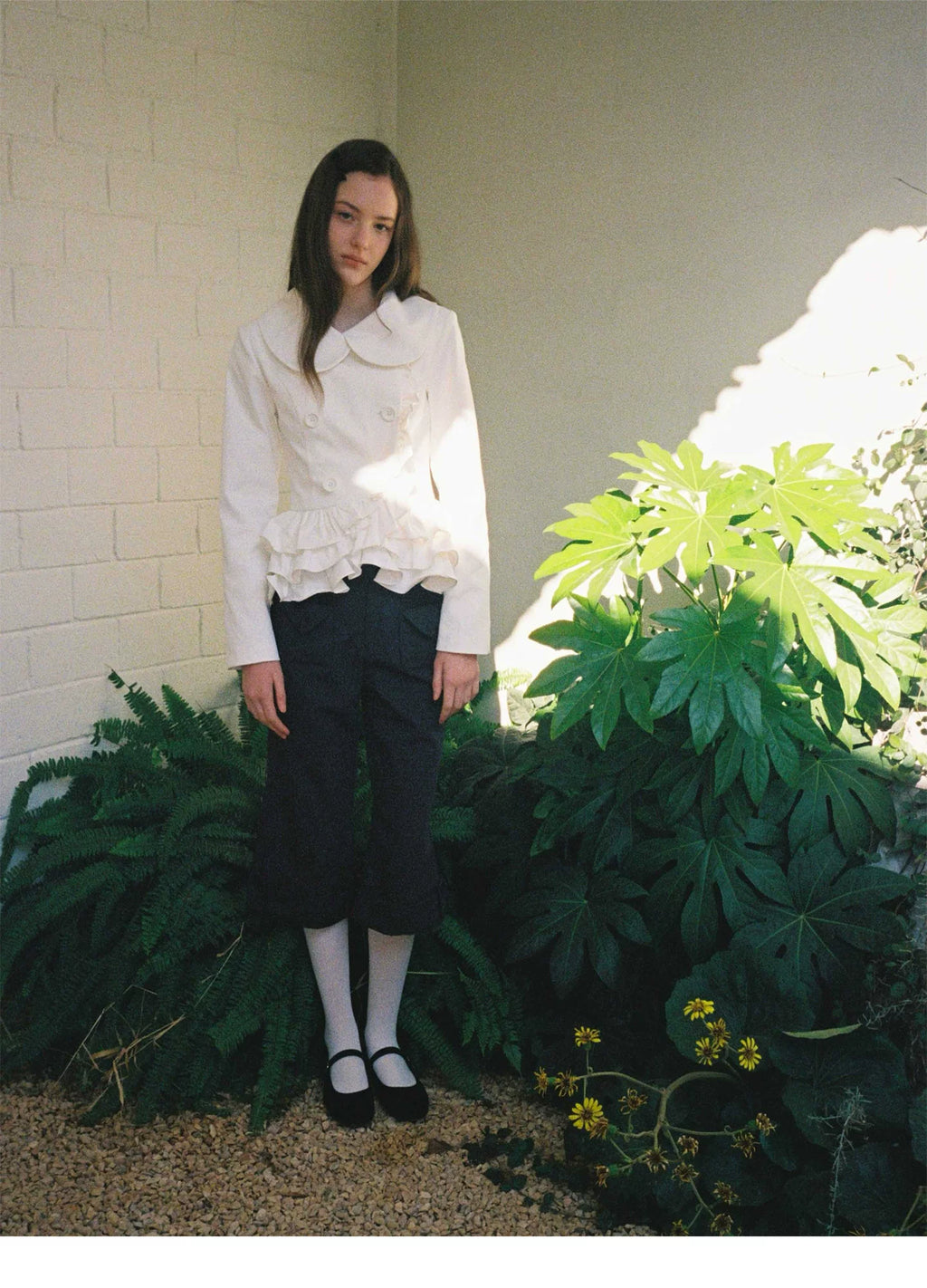 SOOMIE Low-Rise Wool Wide Pants