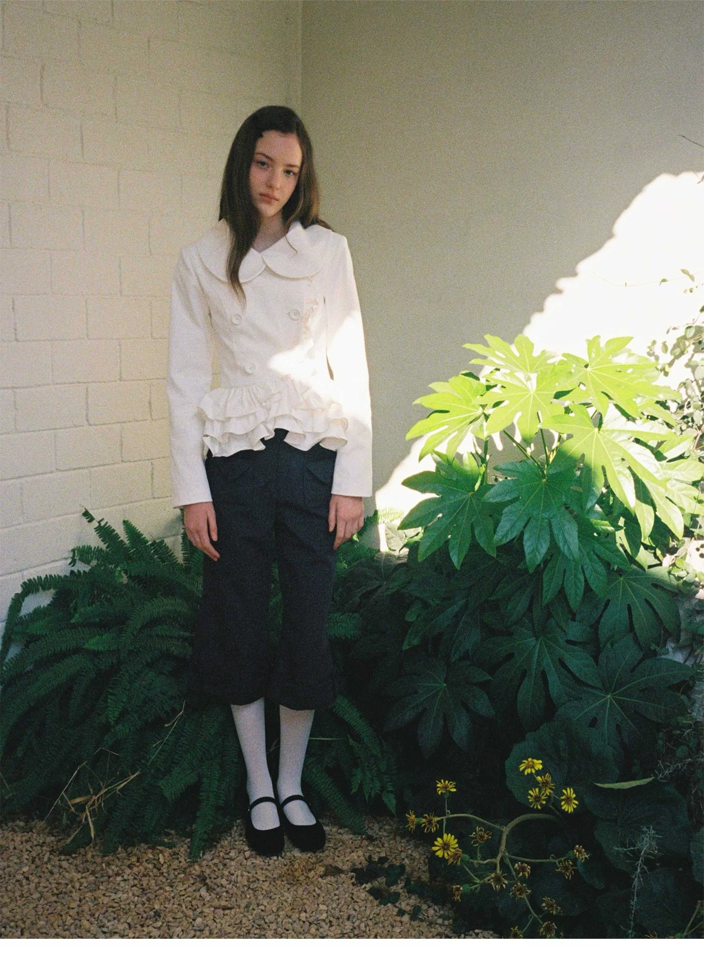SOOMIE Low-Rise Wool Wide Pants