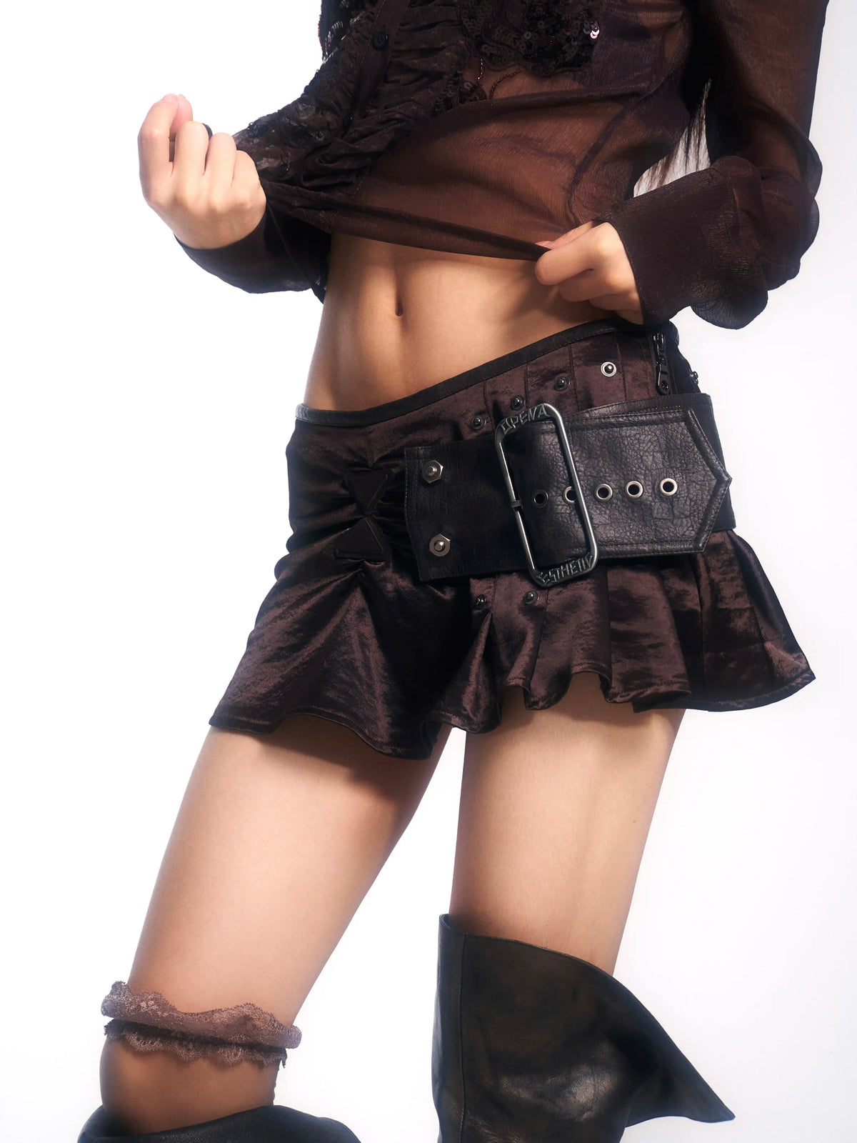 Satin Ruffled Mini Skirt