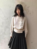 White Striped Asymmetric Cropped Shirt