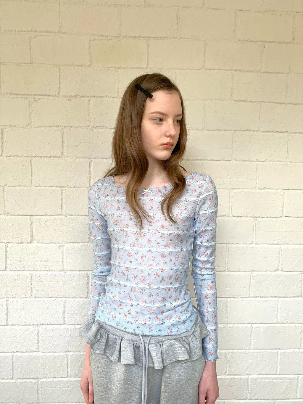 SOOMIE Blue Floral Off-Shoulder Top