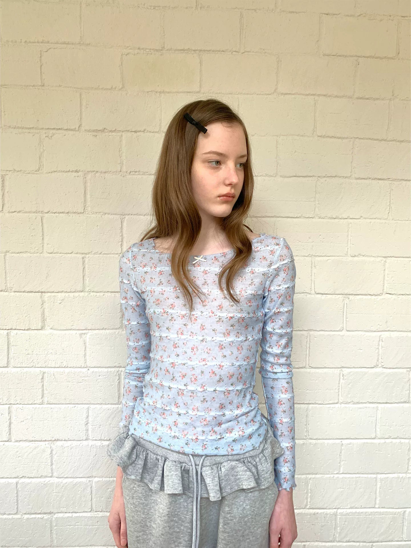 SOOMIE Blue Floral Off-Shoulder Top