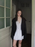 Misty Black Cropped Leather Zip Jacket