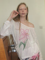 SOOMIE Sheer Floral Off-Shoulder Top