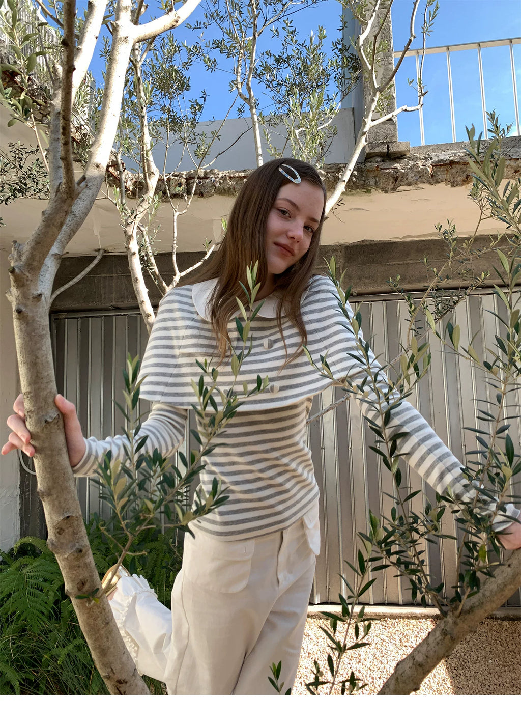 SOOMIE Stripe Babydoll Blouse