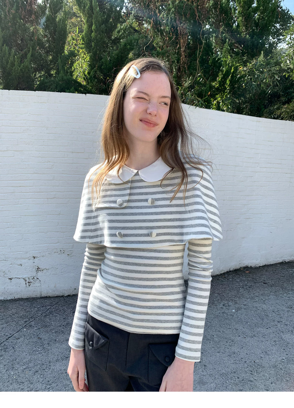 SOOMIE Stripe Babydoll Blouse