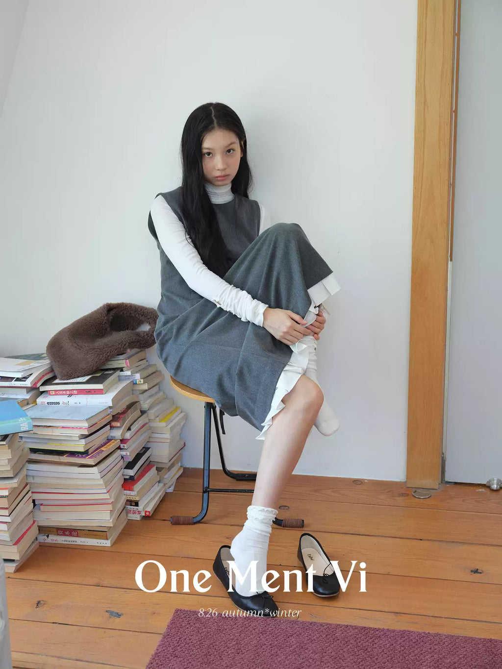 Soft Tencel Wool Blend Ruched Cuff Fitted Turtleneck Top