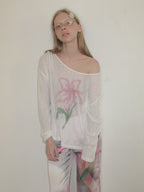SOOMIE Sheer Floral Off-Shoulder Top
