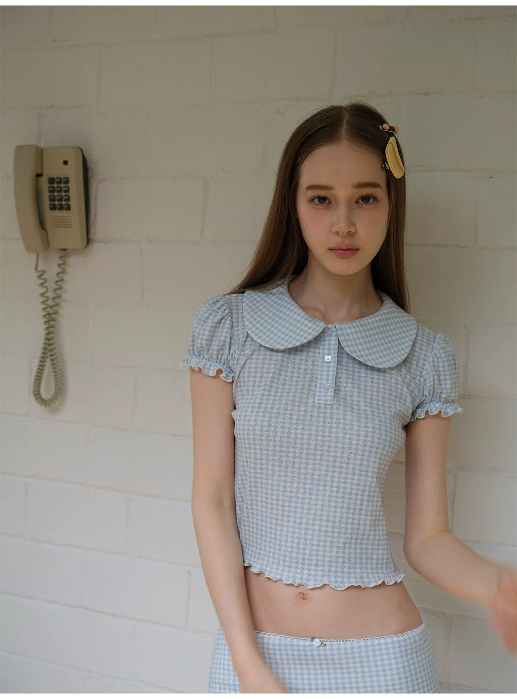 SOOMIE Check Babydoll Blouse